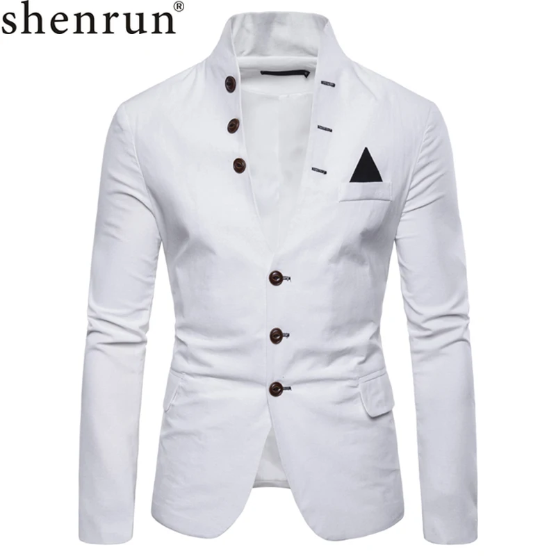 Shenrun Мужская мода стоячий воротник Повседневная куртка черный хаки темно синий