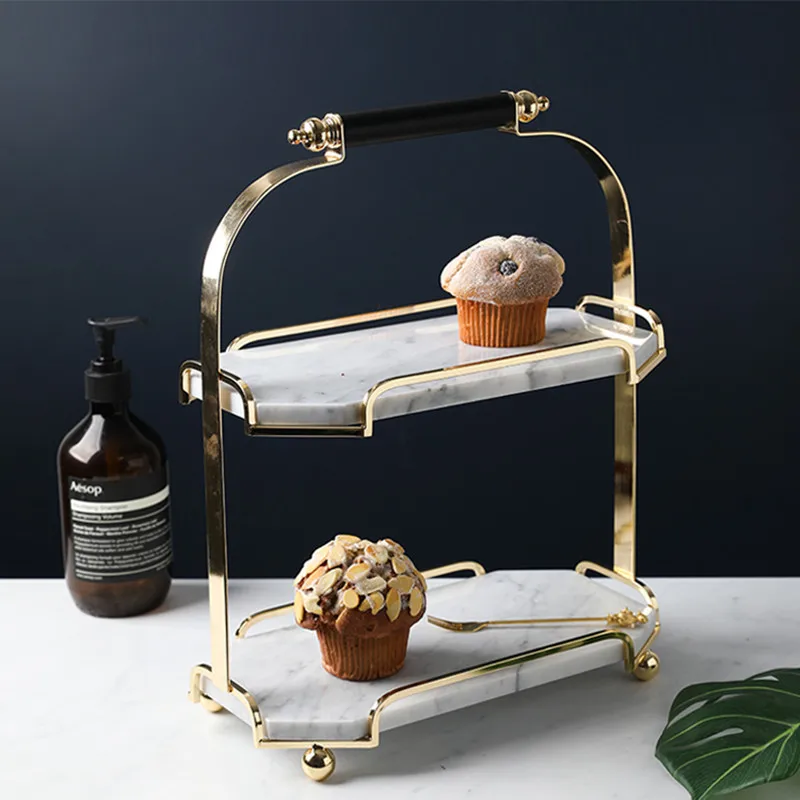 Noble Desktop Cosmetic Storage Rack Marble Tray Dessert Table Jewelry Display Stand Nordic Style Organizer Luxury for Home | Дом и сад