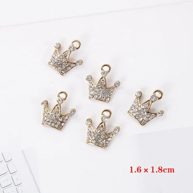 10 шт./упак. корона с украшением в виде кристаллов Подвески из метала золотого