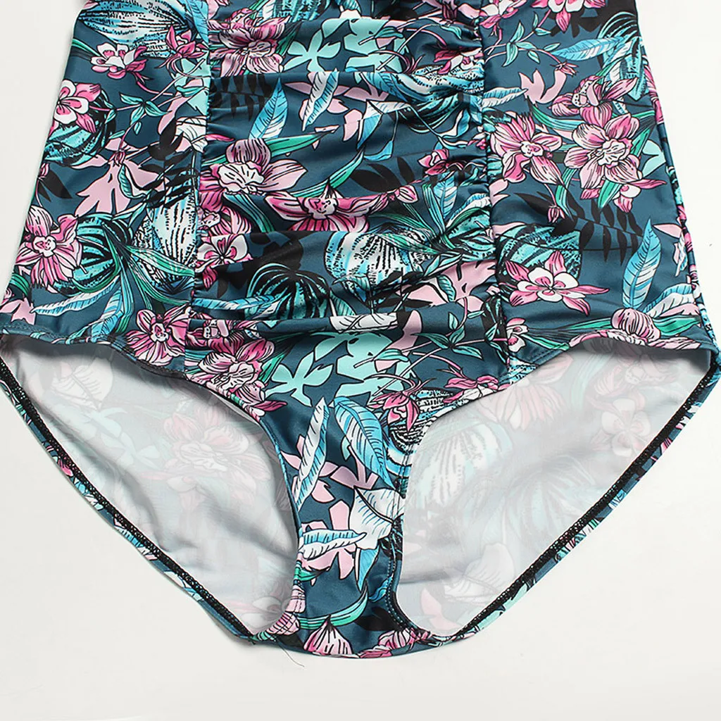 

Green Plus Size Print Push Up One Piece Swimwear Swimsuit Female Jumpsuit Swimsuits Monokini Bathing Suit Cross Strap Bikinis 4s