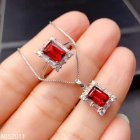 kjjeaxcmy fine jewelry natural garnet 925 sterling silver noble girl gemstone pendant necklace chain ring suit support test