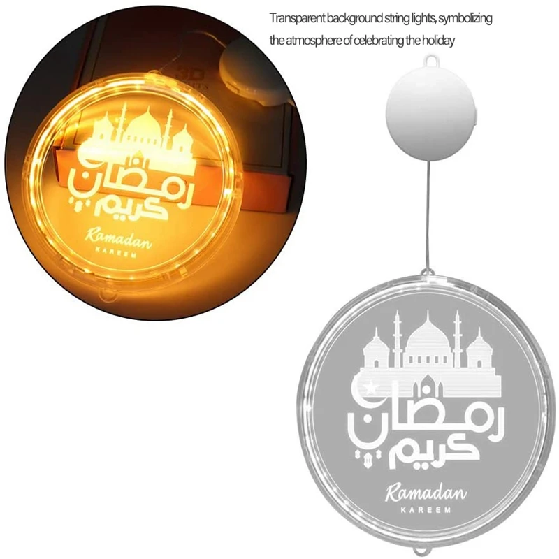 

Eid Ramadan DecorativeLED Window Light,Islam Mubarak Party Backdrop Wall Hanging Lamp for Outdoor Indoor Bedroom Decor