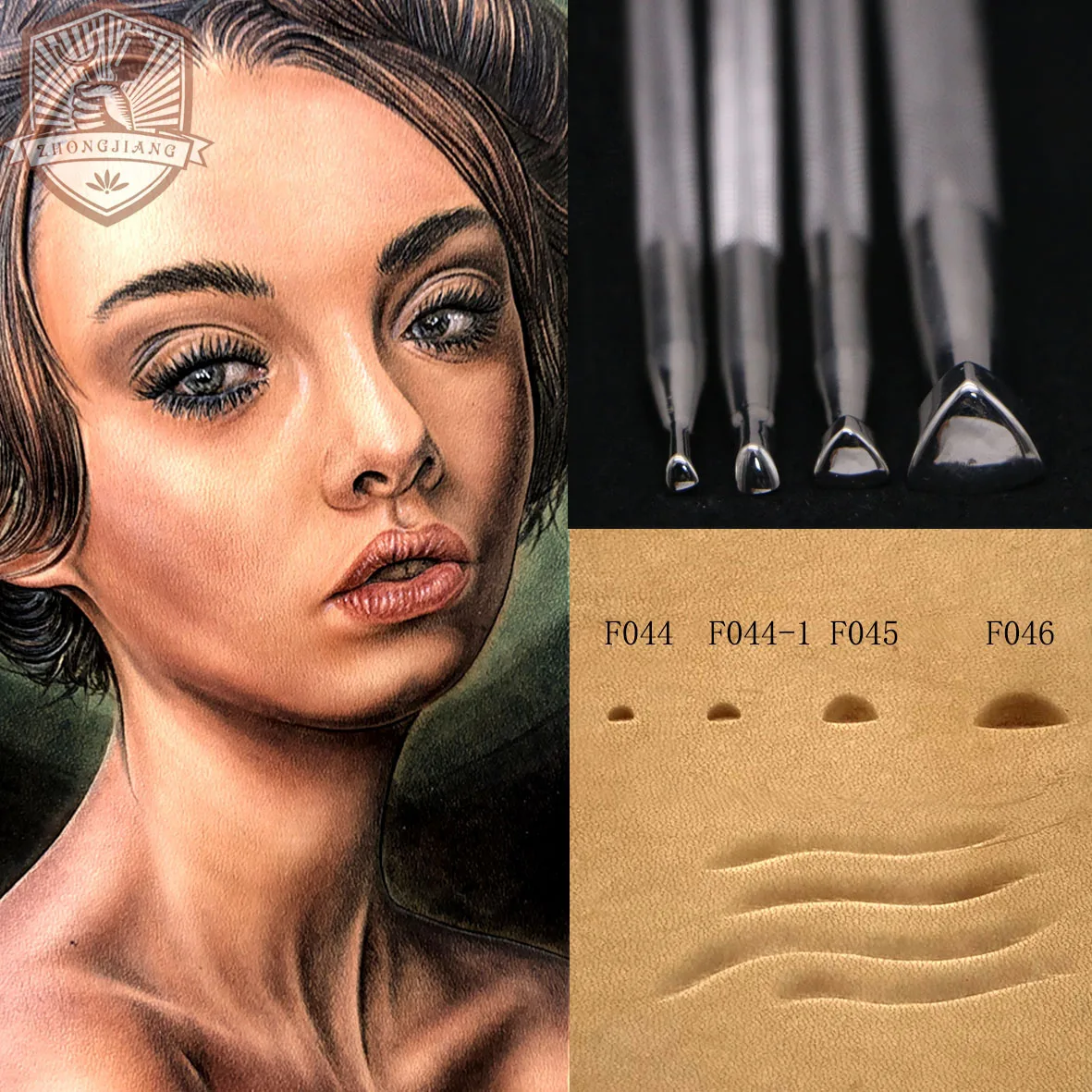 

Leather craft leather carving printing tool stainless steel printing zhongjiang Texture tools F046