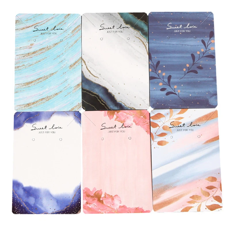 

30pcs Handmade Earrings Necklace Display Card 6x9cm Cardboard for DIY Jewelry Making Packaging Accessories Flower Paper Cards