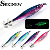4pcs luminous fishing lures with sharp explosion hook lead sinker jig colorful octopus wood shrimp bait with squid hook tackle