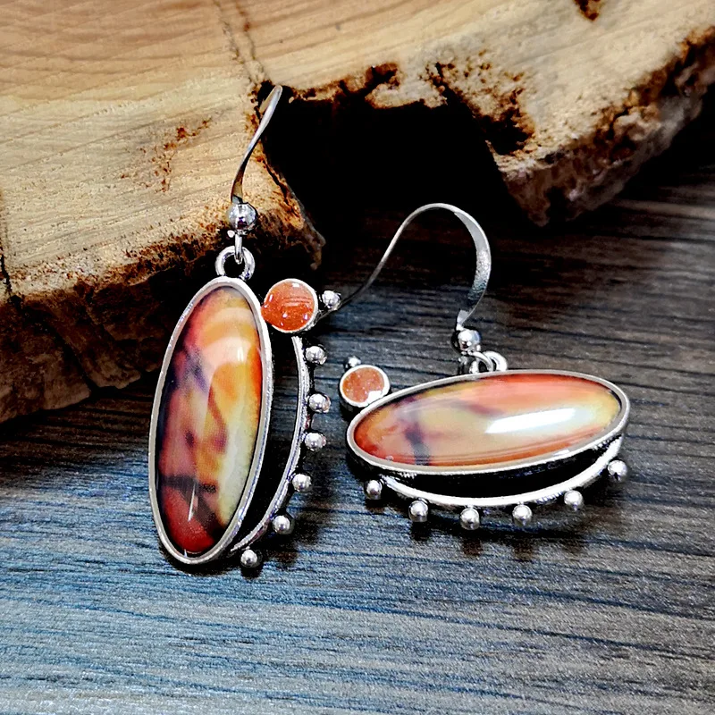 2019 винтажные креативные серьги-капли с желтым камнем для женщин длинные висячие