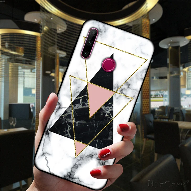 Marble Geometric Art Black Phone Case For Huawei Honor 10i 20i 30i 9 10 20 30 10X Lite Pro 9X 8X 8C Soft Silicone Cover huawei waterproof phone case