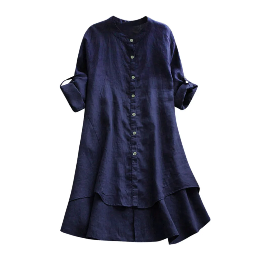 

Simple Vintage Button Women Dress Shirt Cotton Linen Short Summer Dresses Casual Korean Vestidos Summer Festa Hot Fad Mujer