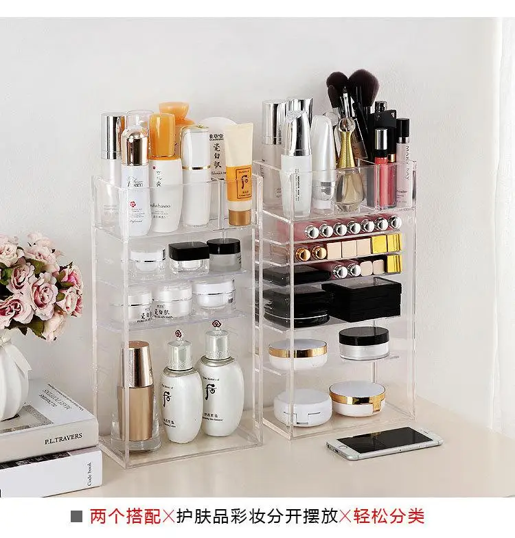 Настенный ящик для хранения косметики бытовой прозрачный акриловый туалет без