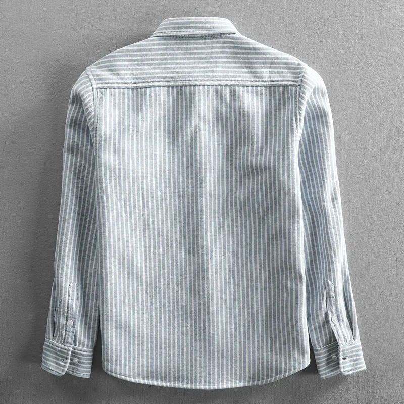 Helisopus 2022 New Autumn Winter Men's Shirt Striped Plus Velvet Fleece Lined Shirt Thick Warm Male Shirt Casual Men Clothing