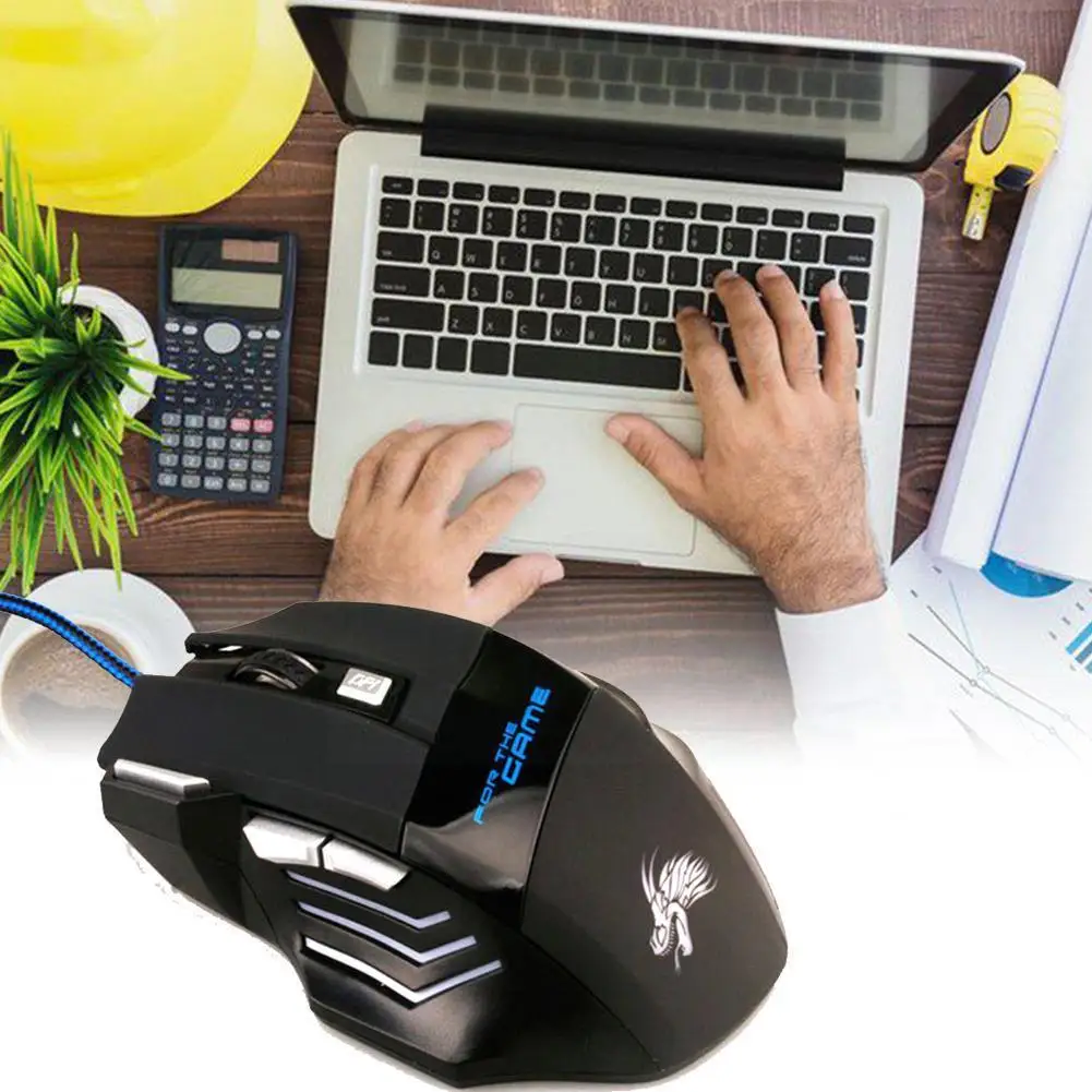 Регулируемая светодиодная оптическая компьютерная мышь 7 кнопок 5500 DPI цветная