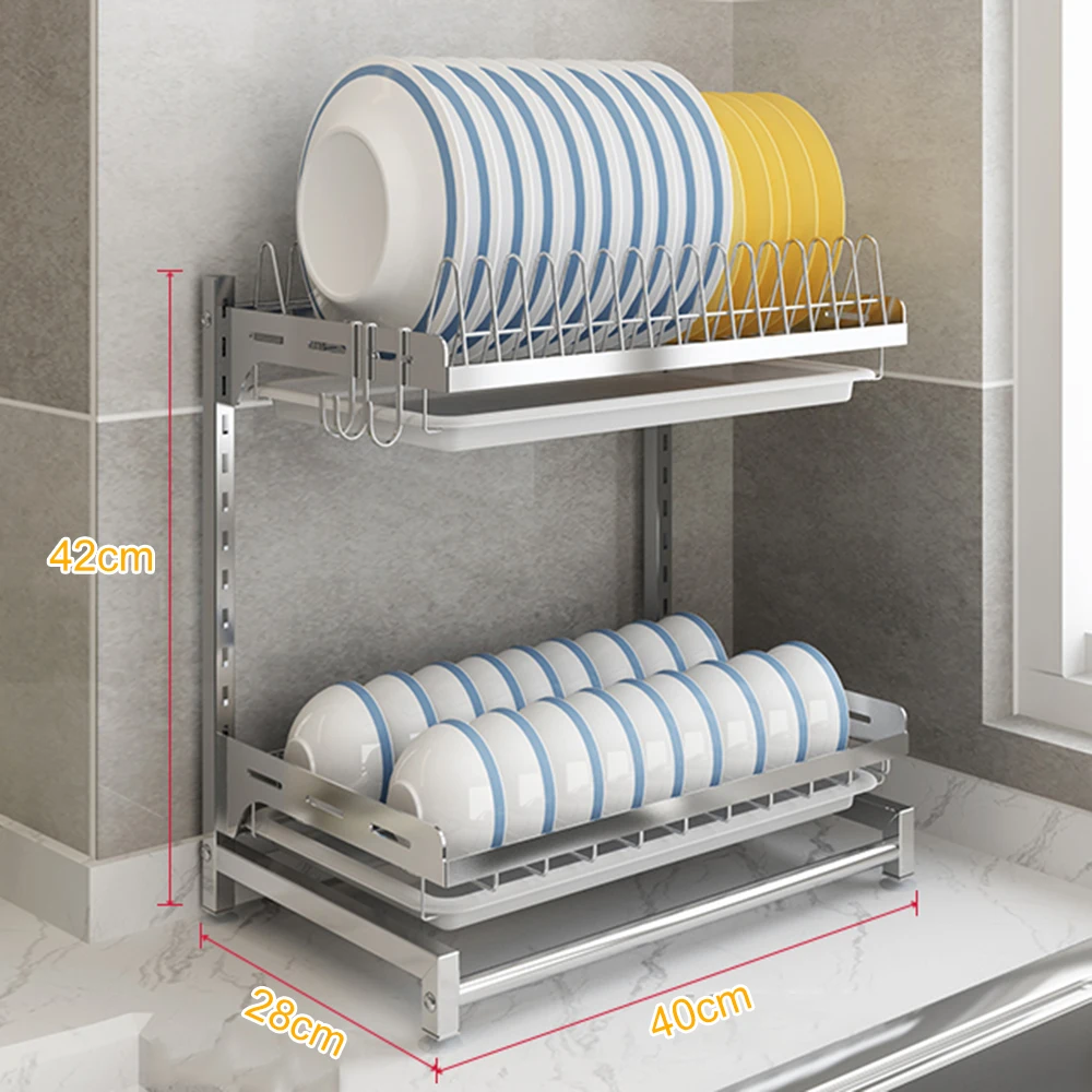 

ShelvesFor Kitchen 2-tier 201Stainless Steel Dish Drying Rack for Kitchen Dishes Bowl Cup Dryer Drainer Holder kitchen Storage