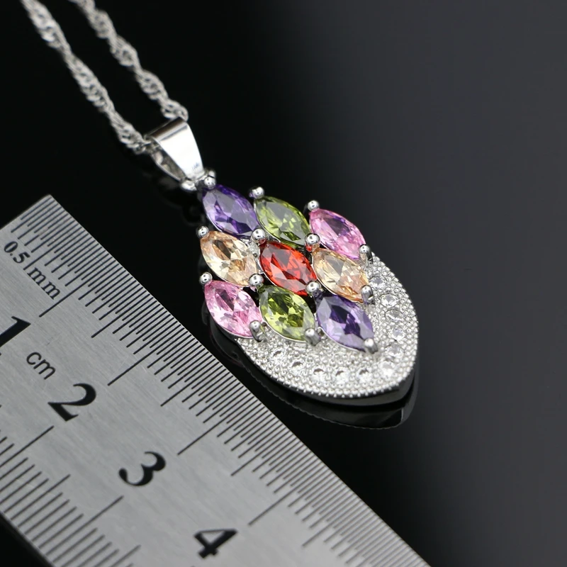 Ожерелье женское из серебра 925 пробы с кубическим цирконием и белыми кристаллами