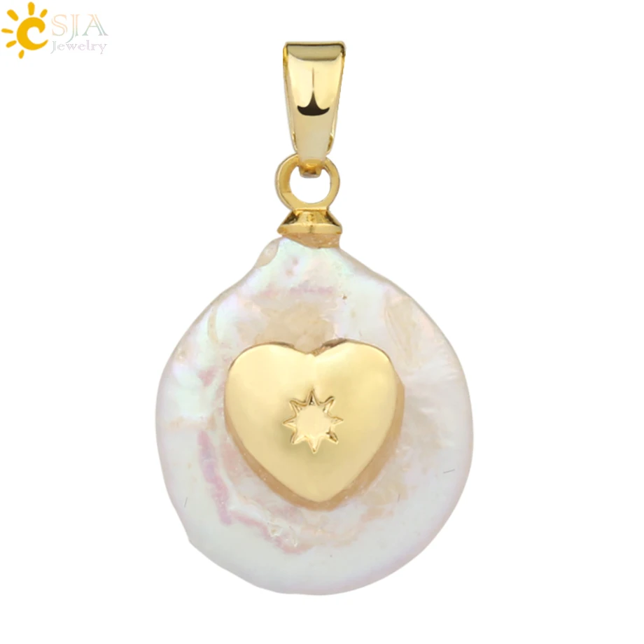 Pendant-B Csja кулон из пресноводного жемчуга, крошечное ожерелье из бисера, сердце из фианита подвески в форме цветов для детей, милое колье для девочек, модные украшения, G213 - Окраска металла: Pendant-B