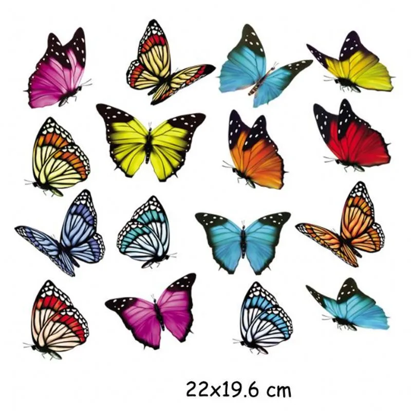 

22x19.6cm Colorful Butterfly Animal Iron On Patches For DIY Heat Transfer Clothes T-Shirt Thermal Stickers Decoration Printing