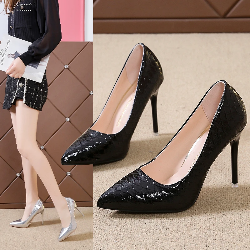 

Women's Sexy High Heels Fashion Silver Party Wedding Shoes Super High Heel Pointed Toe Stiletto High Quality Upper