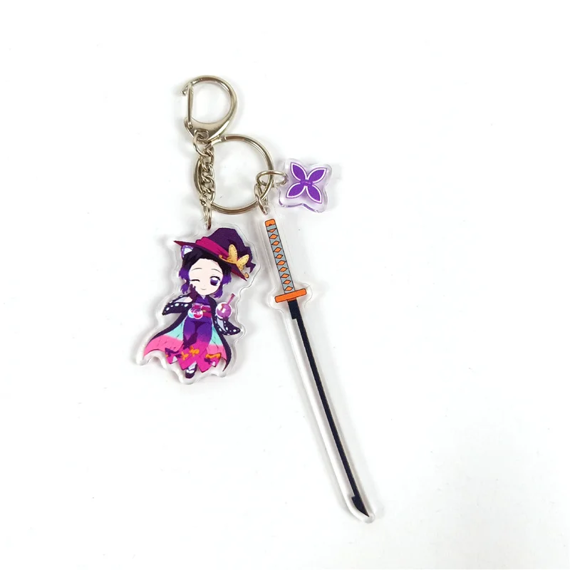 

Hot New Style Cartoon Anime Demon Slayer Blade Cosplay Prop Accessory Keychains Kamado Nezuko Acrylic Key Chain Sword Keyring