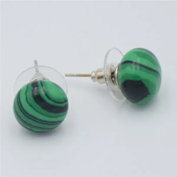 Malachite Новинка 1 пара покрытый серебром натуральный камень аметисты розовый цвет Quartzs форма бусины Серьги гвоздики для женщин девушка мода ювелирные изделия подарок - Окраска металла: Malachite