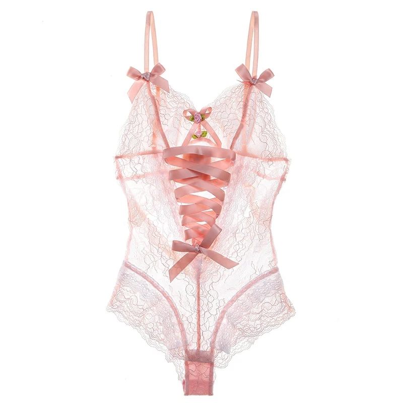 Женская пикантная Пижама с цветочным кружевом женское нижнее белье вырезами