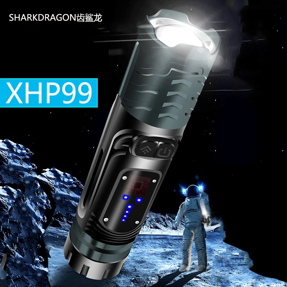 Тактический фонарь XHP99 высокой мощности светодиодный с 3 режимами освещения для