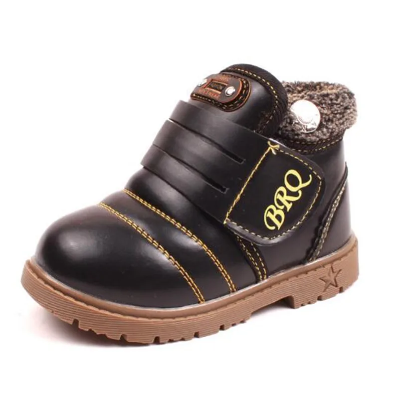 Winter Children Snow Boots Leather Waterproof Non-slip Girl Boy Ankle Botas Thick Plush Kids Cotton-padded Shoes | Детская одежда и