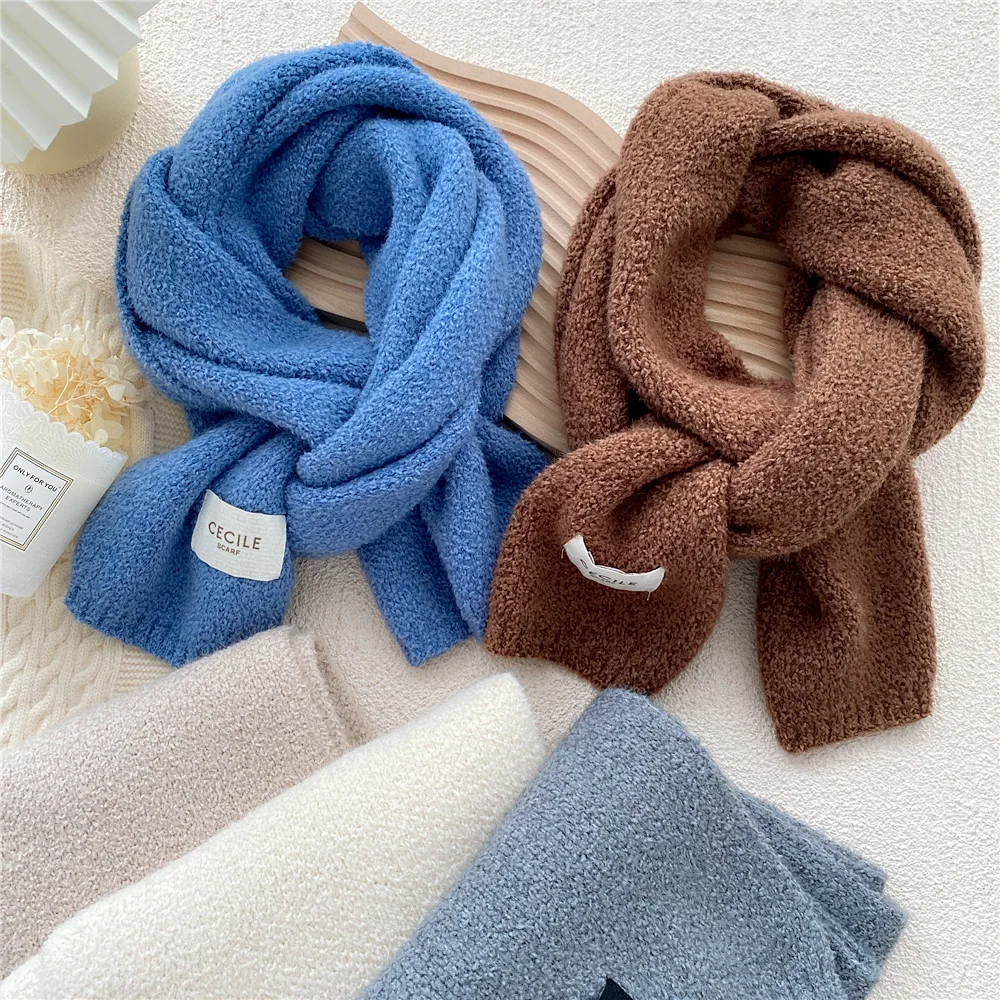 

women solid color winter scarf adults and kids boys girls knits shawl warm long wool scarves ladies men