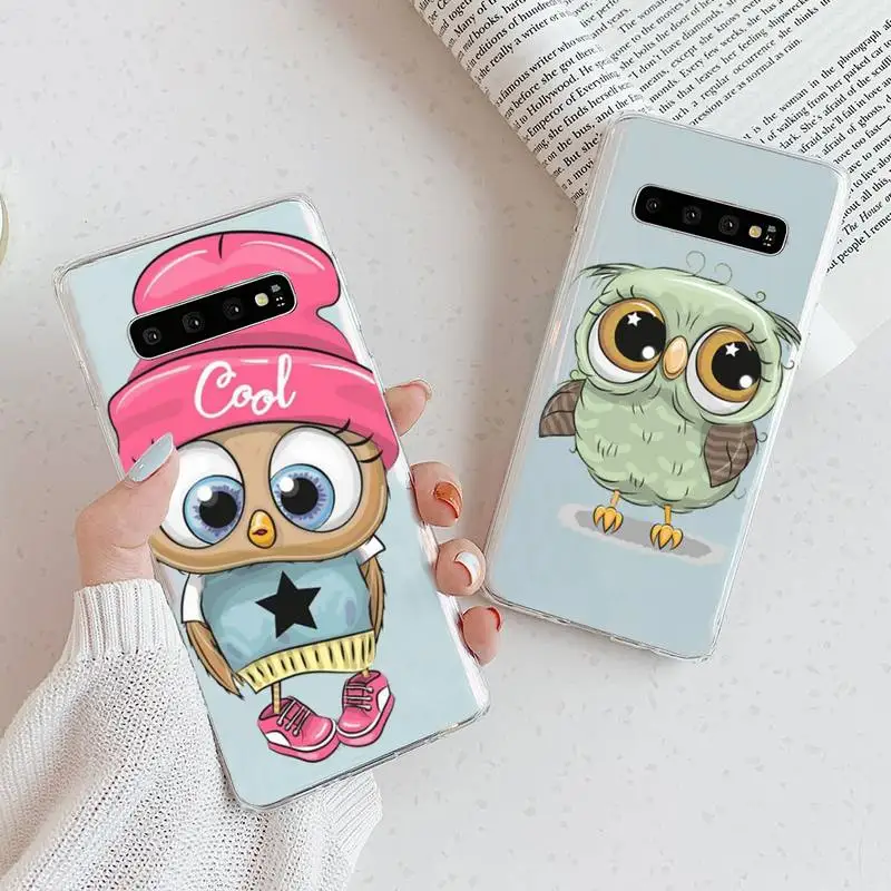 

owl cute cartoon animal Phone Case Transparent For Samsung A51 A50 A71 A70 A81 M60S Note S21 S 20 10 9 8 11 E Plus Ultra