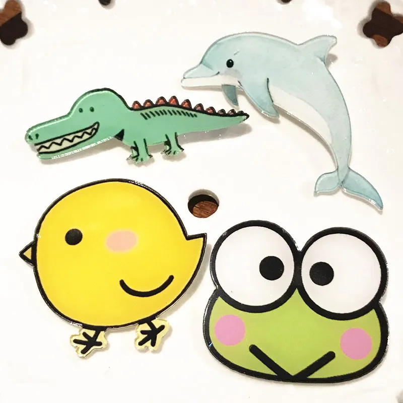 4 шт./компл. прекрасный значок из мультфильма Леопард лягушка Крокодил Броши