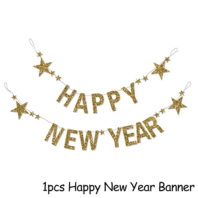 1set Banner Фоторамка с новогодним декором воздушные шары из фольги новогодние Вечерние Декорации шариковые шары с цифрами - Цвет: 1set Banner
