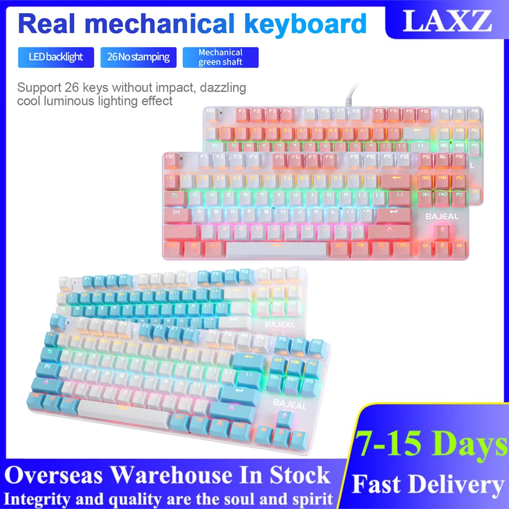 

K100 87 Keys MX Blue Switch Mechanical Keyboard Two Color Axis Keycap Backlit USB Wired Gamer Keyboard for PC Laptop Gaming