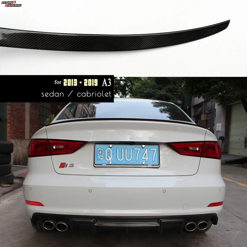 

Low-kick 3*3 Carbon Fiber Rear Deck Spoiler Boot Wing Suitable For Audi A3 Limousine Coupe 2013 - 2019 (8V)