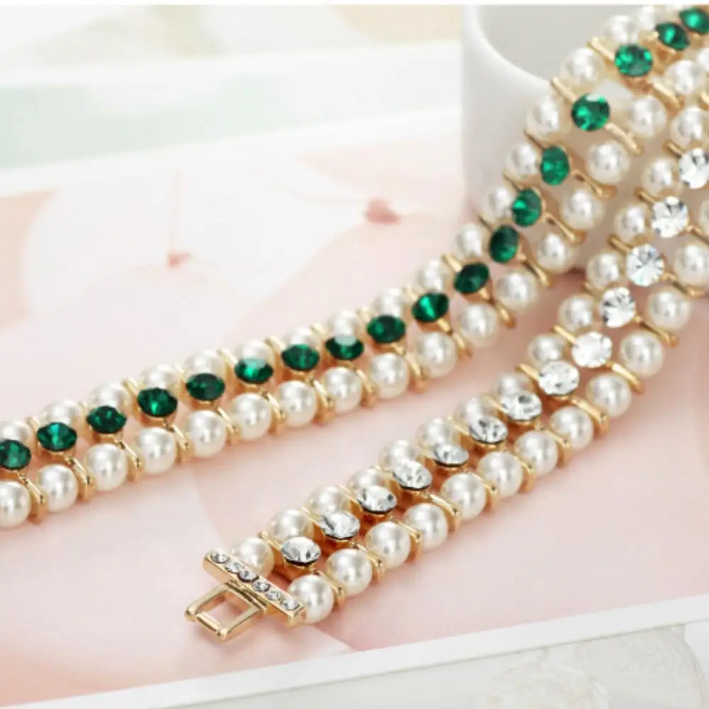 Neoglory модные стразы бусы из Искусственного Жемчуга Браслеты для женщин брендовые