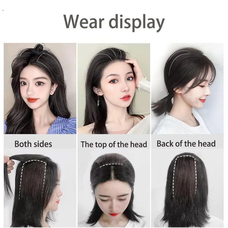 

JINKAILI Clip-in Hair Extension Synthetic Short Straight Side Bangs HairPiece Patch With Invisible Hairpin Hair Wig