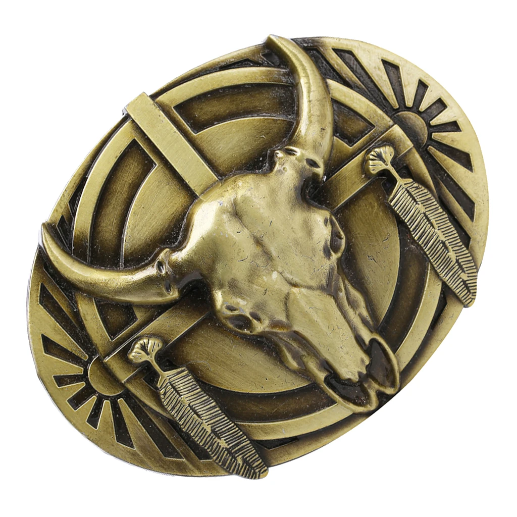 

Western Cowboy Bull Head Metal Belt Buckle Motorcycle Men's Jeans Accessory