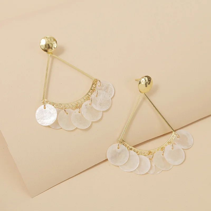 Модные золотые металлические треугольные большие серьги-капли для женщин модные