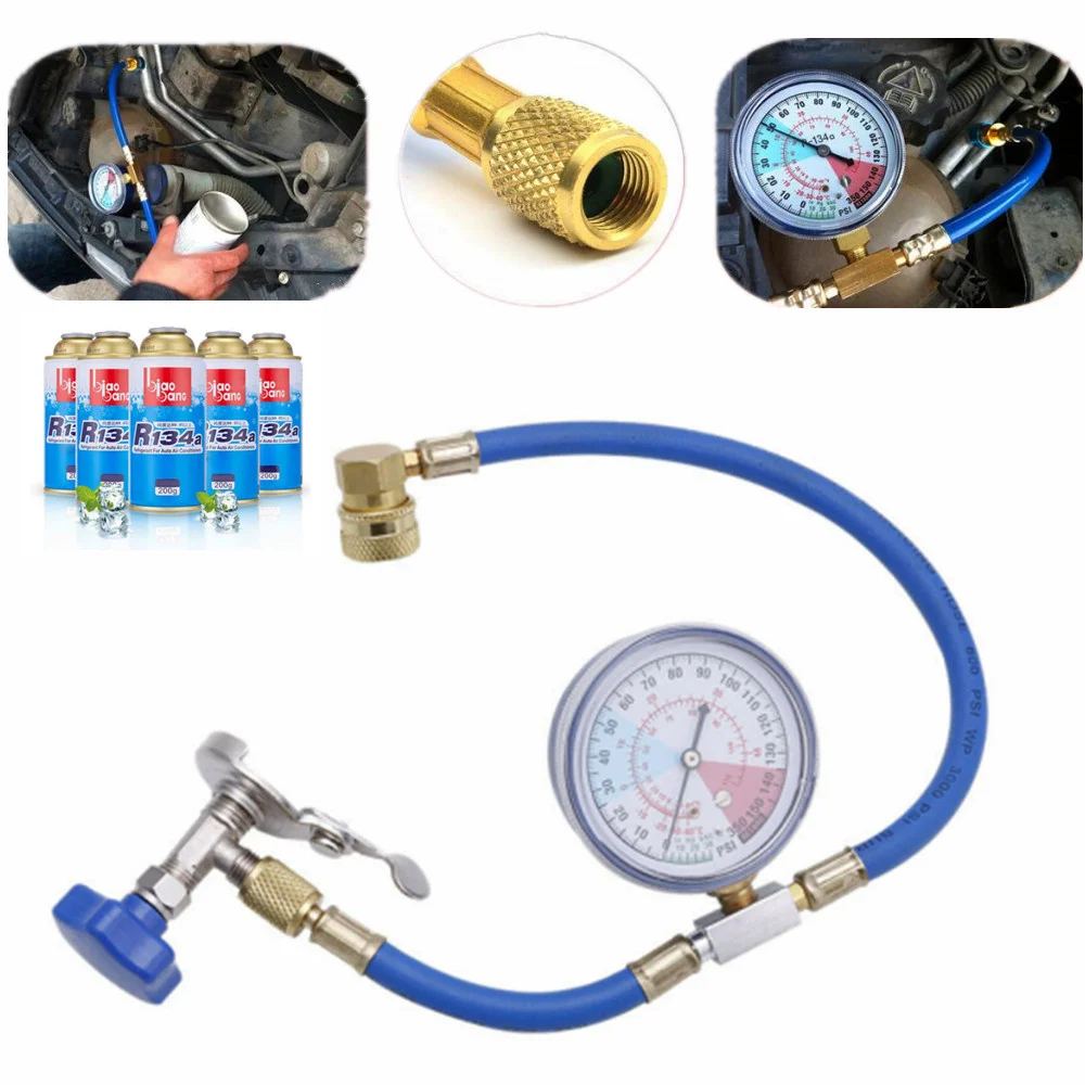 Universal r134a Gas Air Conditioning Refill R12 R22 R134a Refrigerant Open Valve Car Conditioner Recharge Hose Gauge |