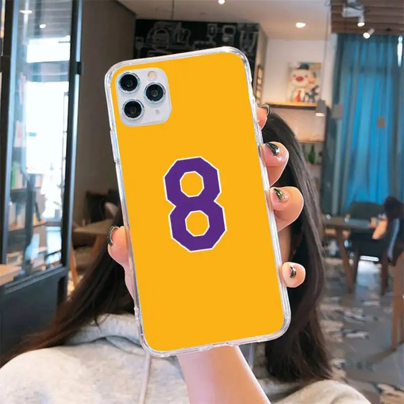 

Basketball 23 24 Lucky Number Phone Case Transparent for iPhone 6 7 8 11 12 s mini pro X XS XR MAX Plus