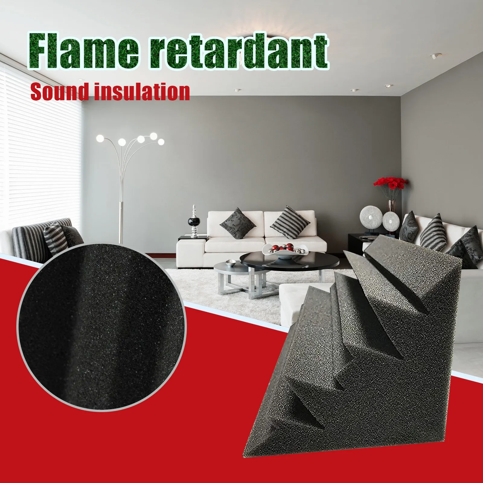 Пенопластовая акустическая студия Звукопоглощающая панельная плитка Защитная