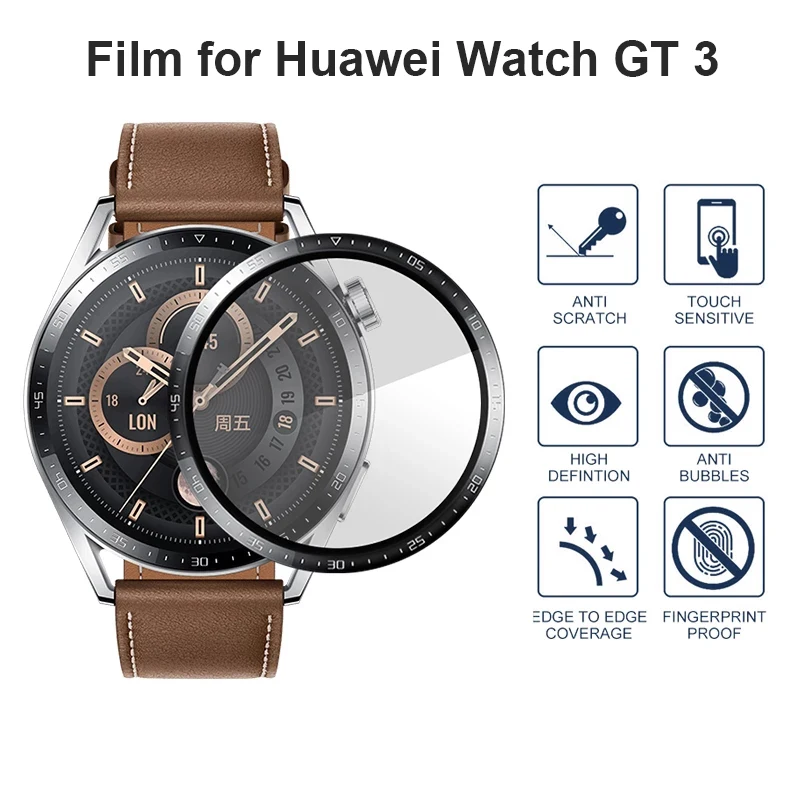 

Защитная пленка из мягкого стекловолокна для смарт-часов Huawei Watch GT3 46 мм, полноэкранная защитная Пленка Для GT3 42 мм, аксессуары, не стекло