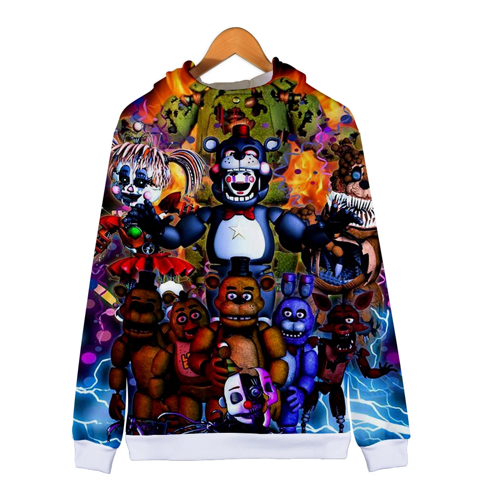 Милые толстовки с капюшоном Five Nights At Freddys FNAF, Детская толстовка с капюшоном на молнии для мальчиков, осенне-зимняя куртка, пальто, одежда