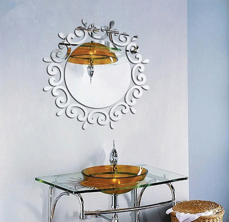 Изысканные 3D акриловые зеркальные настенные наклейки для спальни ванной двери