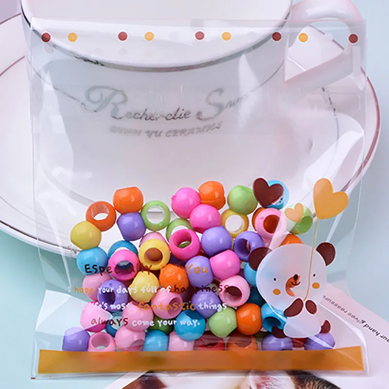 100 шт Подарочный пакет милый медведь любовь сердце упаковка прозрачные сумки