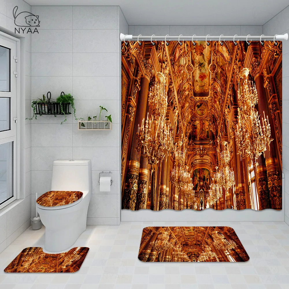 

Занавеска для душа, 180x180 см, с принтом в стиле Парижской оперы, нескользящий коврик для ванной