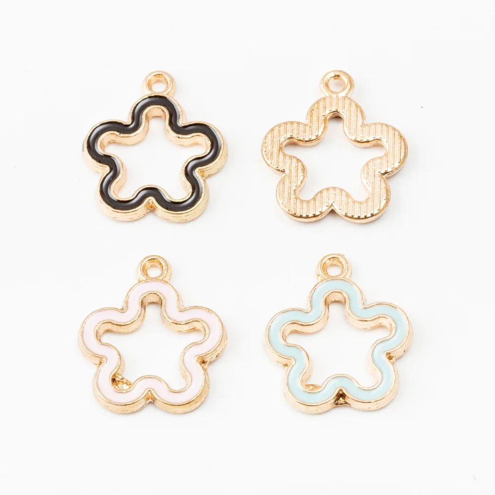 

4 шт./лот полая подвеска в форме цветка золотого цвета эмалевые Подвески ручной работы для изготовления ювелирных изделий своими руками акс...