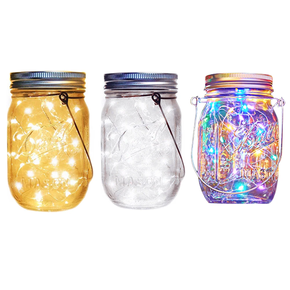 

1/2 м светодиодный Солнечная Фея стеклянная банка с завинчивающейся крышкой светильник уличный вечерние свадебные садовый декор светильник...