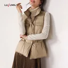 Жилет Lusumily женский зимний в Корейском стиле, однотонный теплый жилет без рукавов, женский свободный толстый хлопковый жилет с воротником-стойкой, топ для девушек
