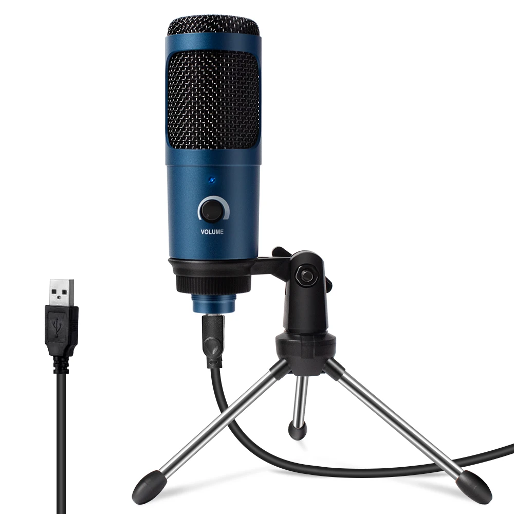 2021 Usb Microphone Blue Metal Streaming Cardioid Mic Condenser Microphones for Laptop Pc Vocal Recording Youtube Streaming