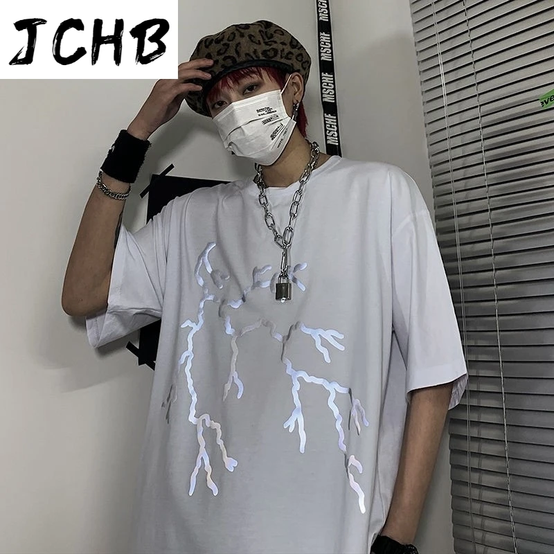 

2021 Reflective Young Style Graphic t Shirts Mens Clothing Short Sleeve O-neck Couple Clothes Oversized t Shirt Hip Hop Tshirt S