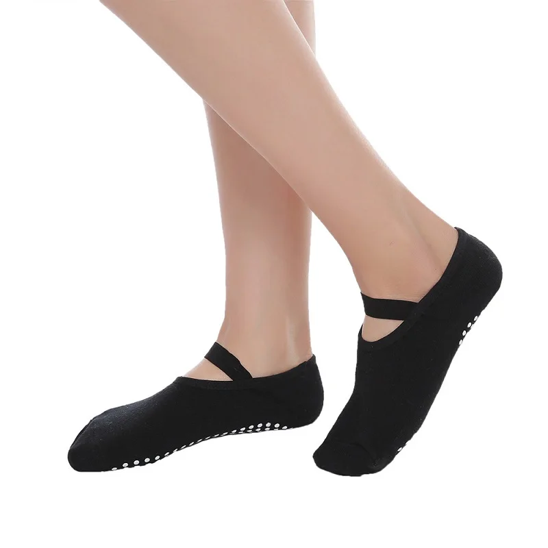 

1 Pair Women Non Slip Yoga Socks with Grips Ladies Quick Dry Anti-Fall Bandage Low Cut Cotton Socks for Dance Pilates Ballet Gym