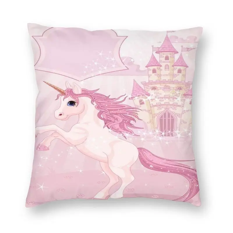 

Роскошный чехол для диванной подушки с изображением единорога и сказочного замка, чехол для домашнего декора, наволочка 40x40, наволочка для д...